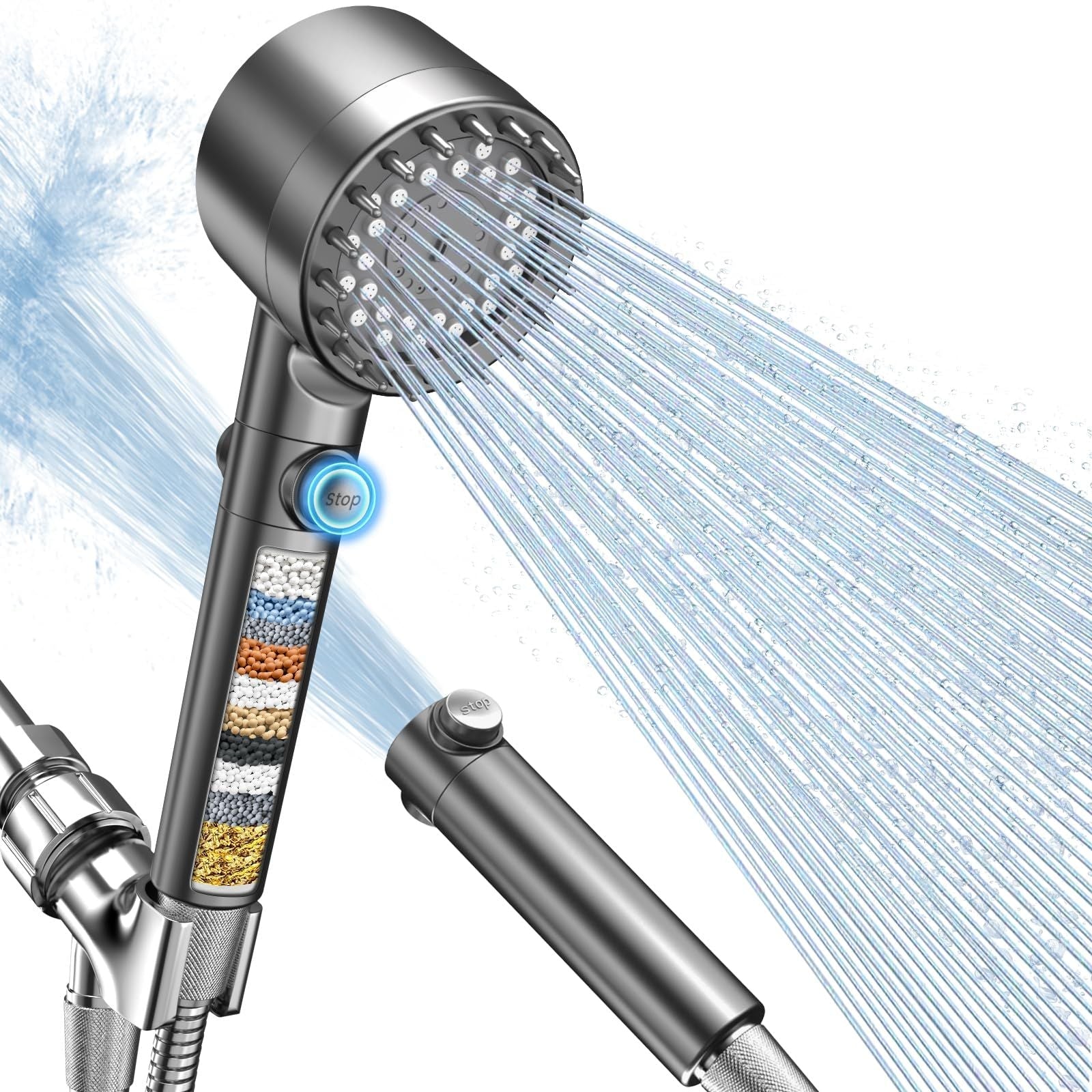 Felso High-Pressure Filtered Shower Head – 4 Spray Modes