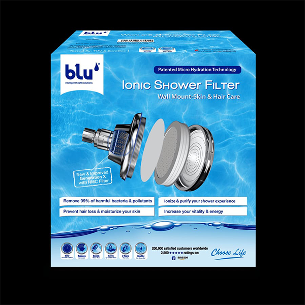 Blu Ionic Wall-Mounted Shower Head and Filter