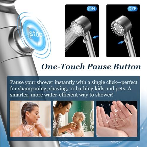 Felso High-Pressure Filtered Shower Head – 4 Spray Modes